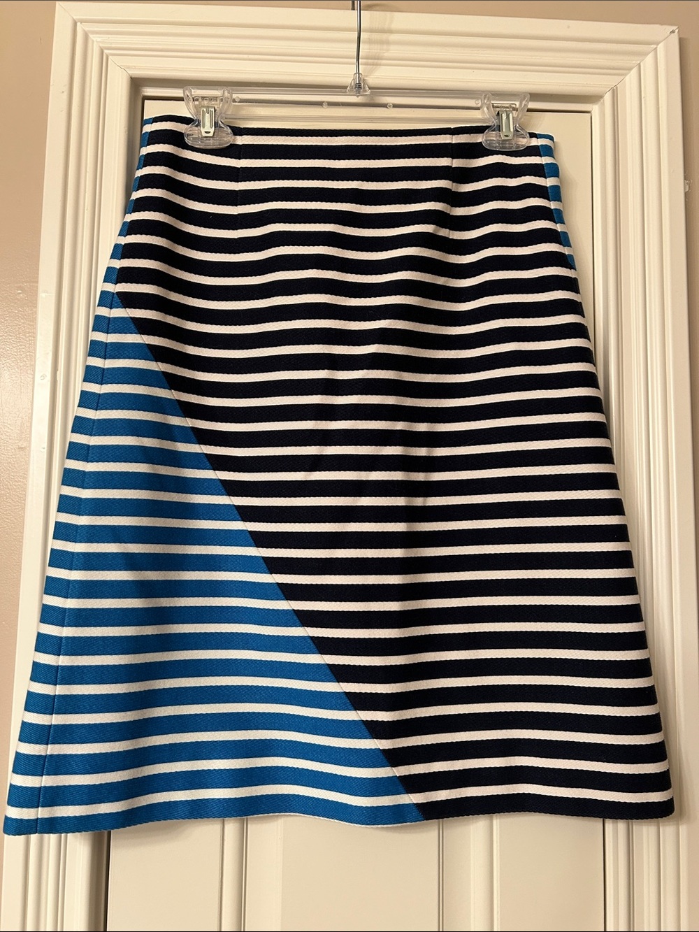 J. Crew Navy, Blue, and White Striped A-Line Skirt Sz 4